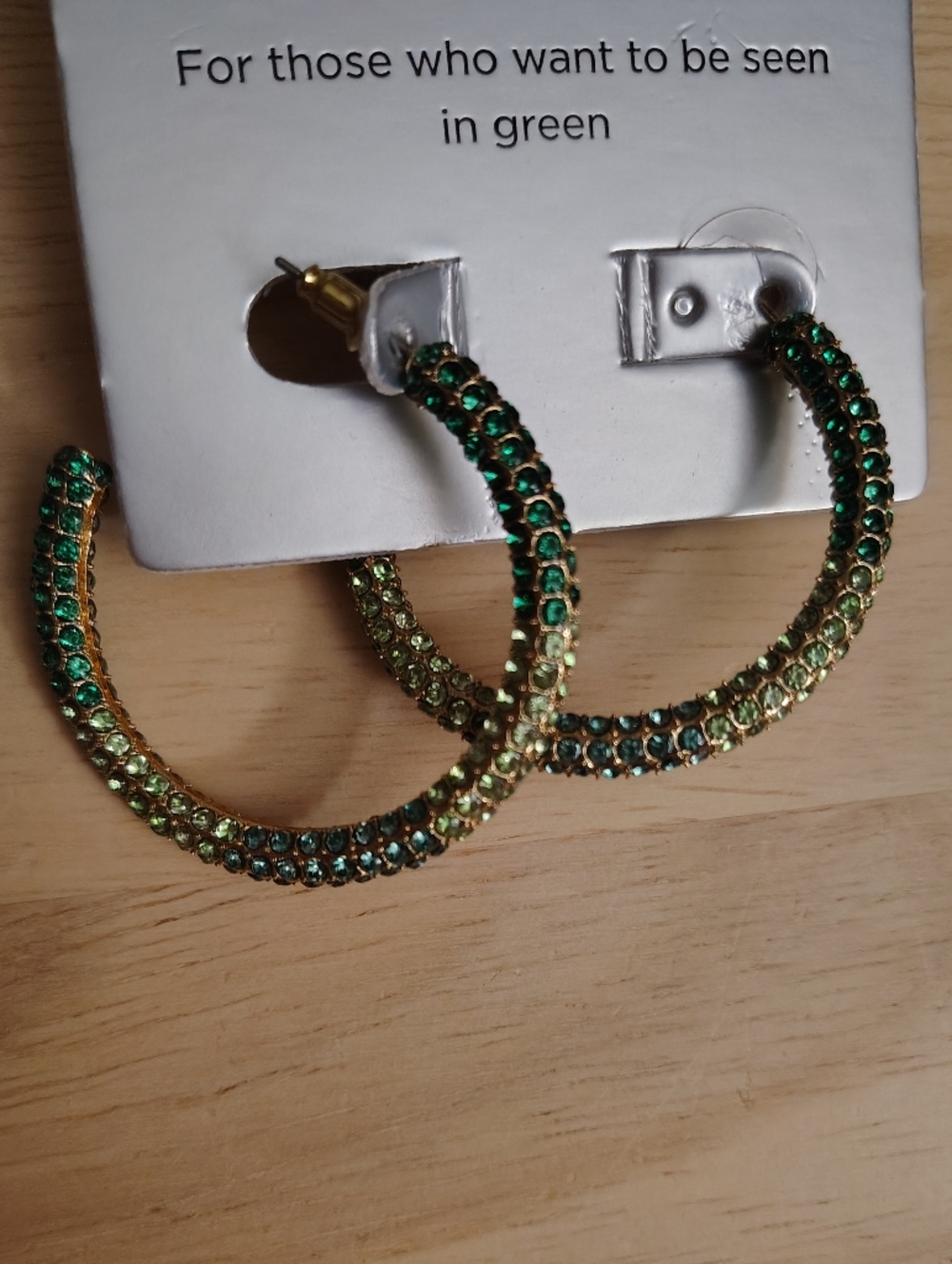 Sugarfix Baublebar For Those Who Love Green Crystal Gold Hoop Earrings Y2K Bling